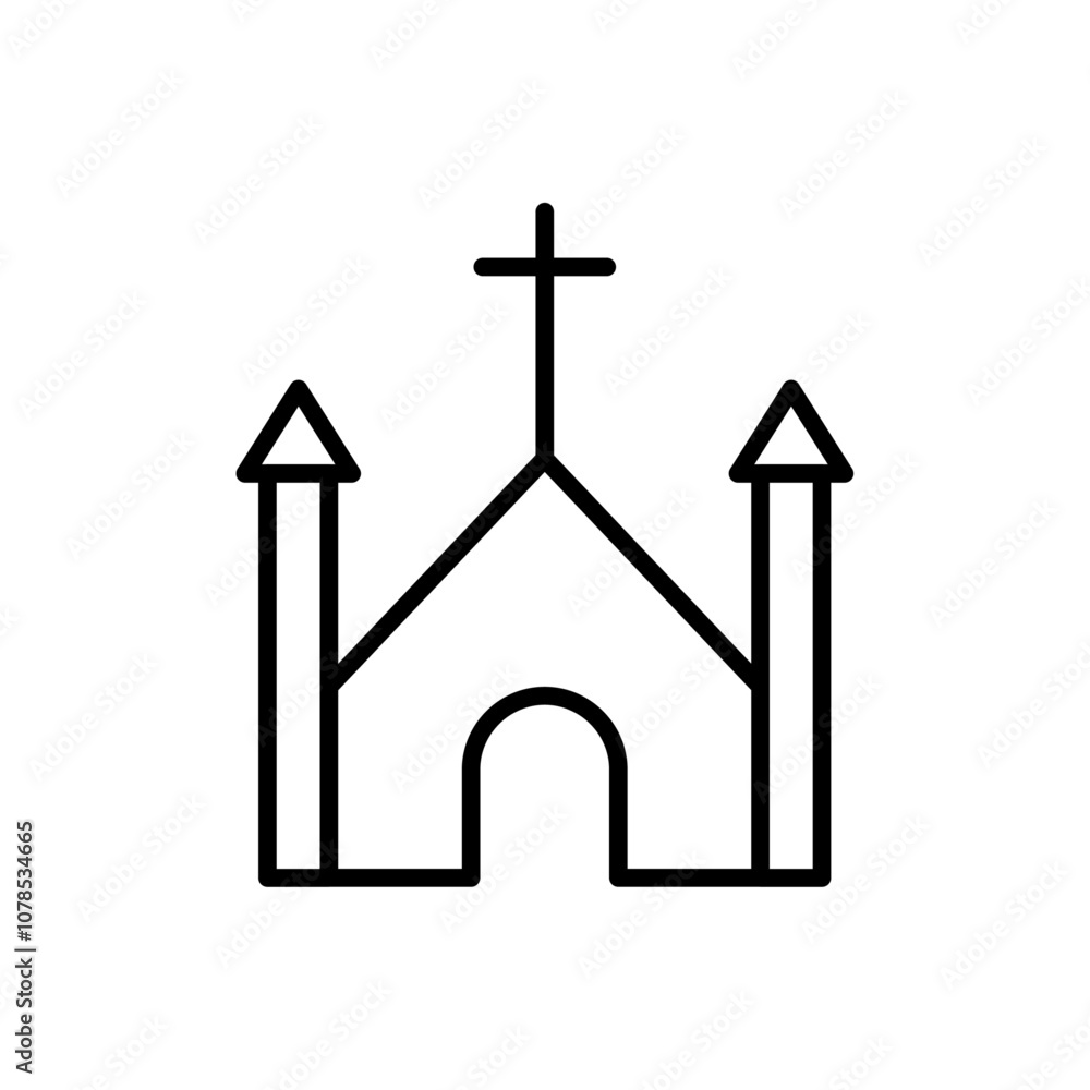 Poster church icon outline vector for web ui