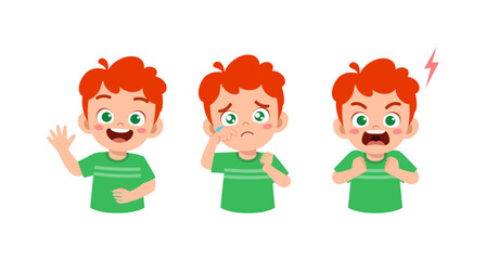 Fototapeta premium little kid expression set contain happy sad and angry