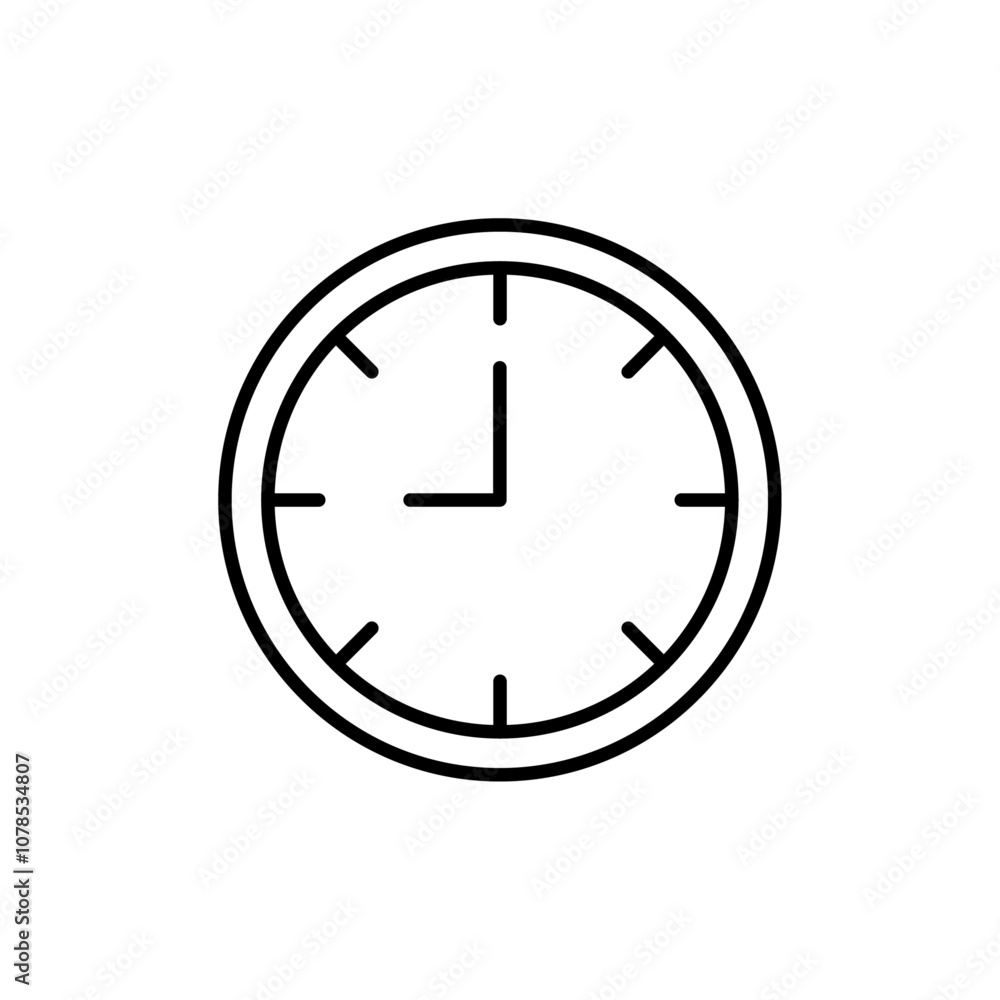 Poster Clock nine icon Outline vector for web ui