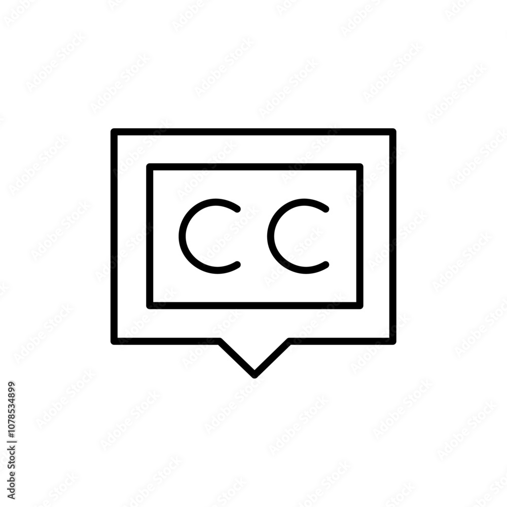 Aufkleber Closed caption icon Outline vector for web ui