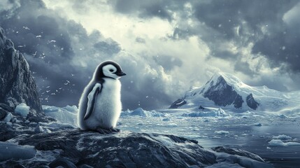 Obraz premium Lonely Penguin in the Arctic