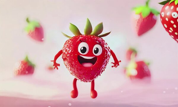 Funny strawberry character.