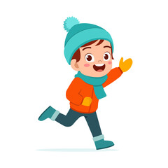 little kid winter clothes jacket and feel happy