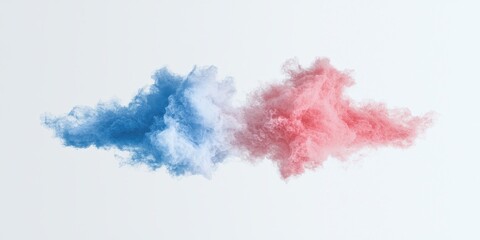 Fototapeta premium Colorful smoke clouds in blue and pink create an artistic visual effect.