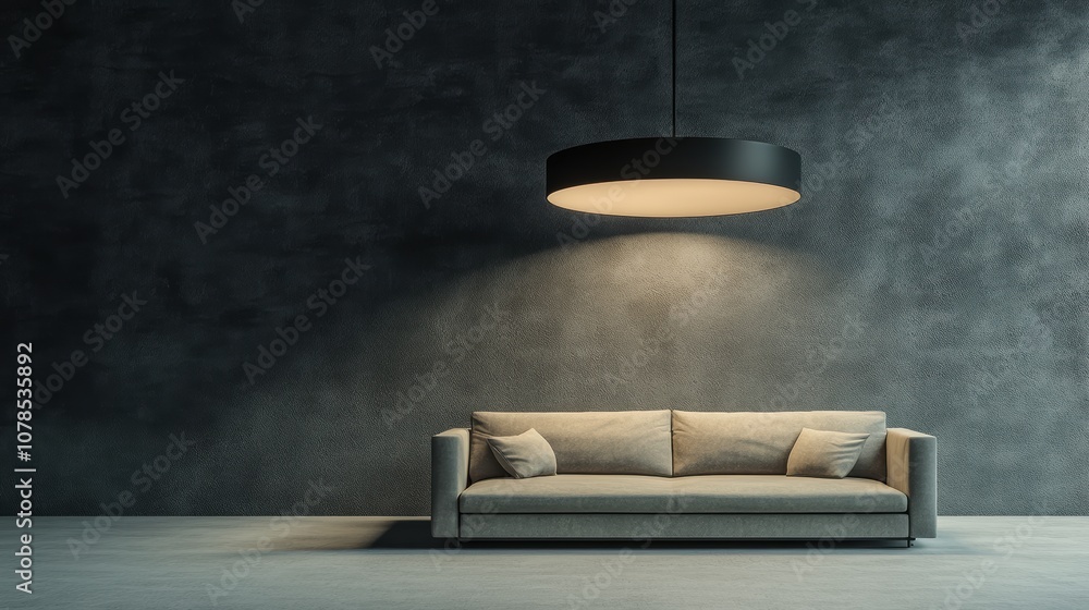 Poster experience the serenity of a single sofa in an empty space with gigapixel high fidelity