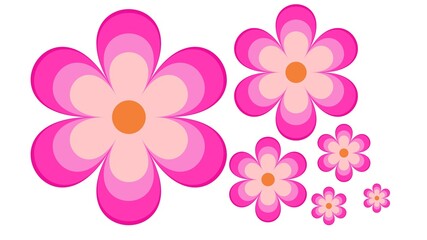 สำเนาของ Pink flowers with round petals of various sizes, yellow stamens, white background leaves.พื้นหลังแนวนอน - 41