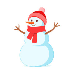 snowman made of snow in winter