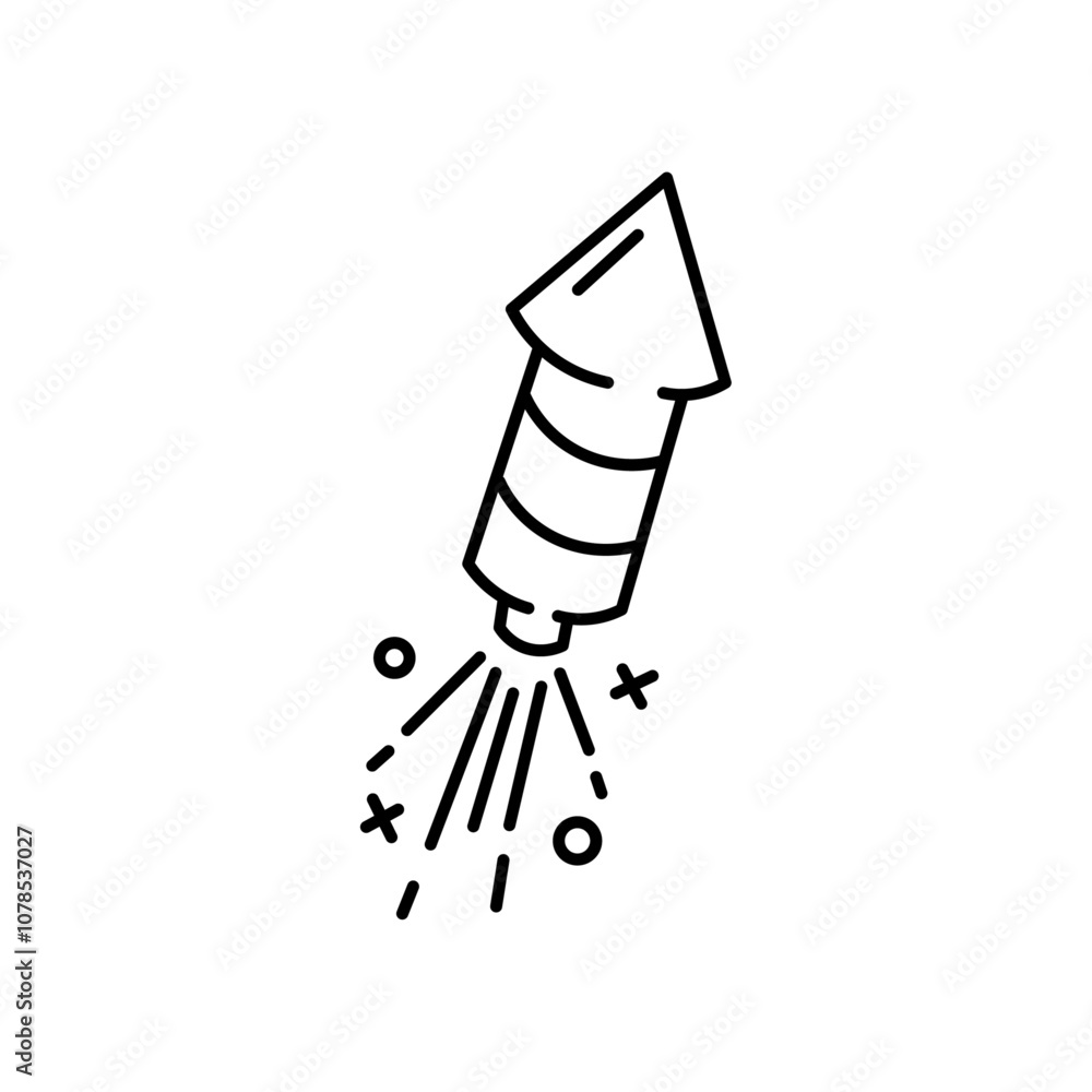 Aufkleber fireworks rocket sign outline vector for web ui