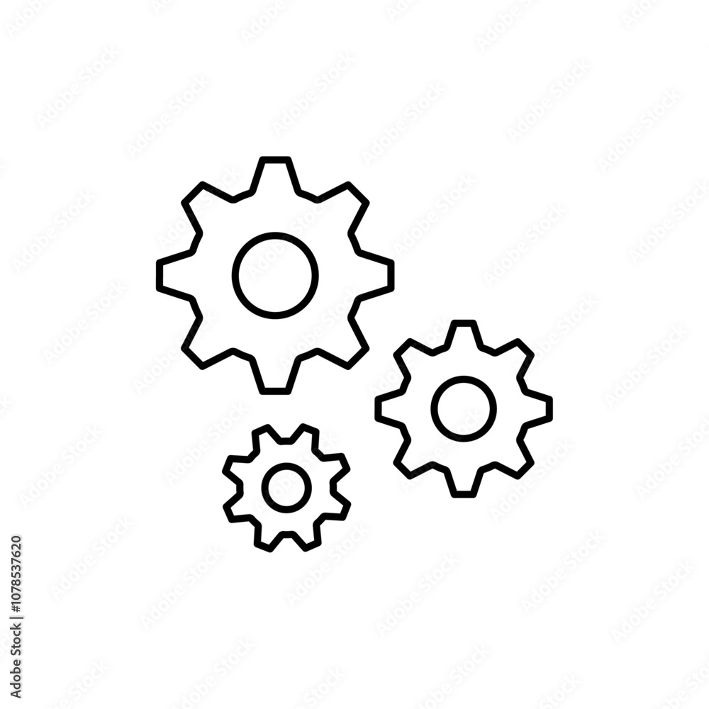 Poster gear icon outline vector for web ui