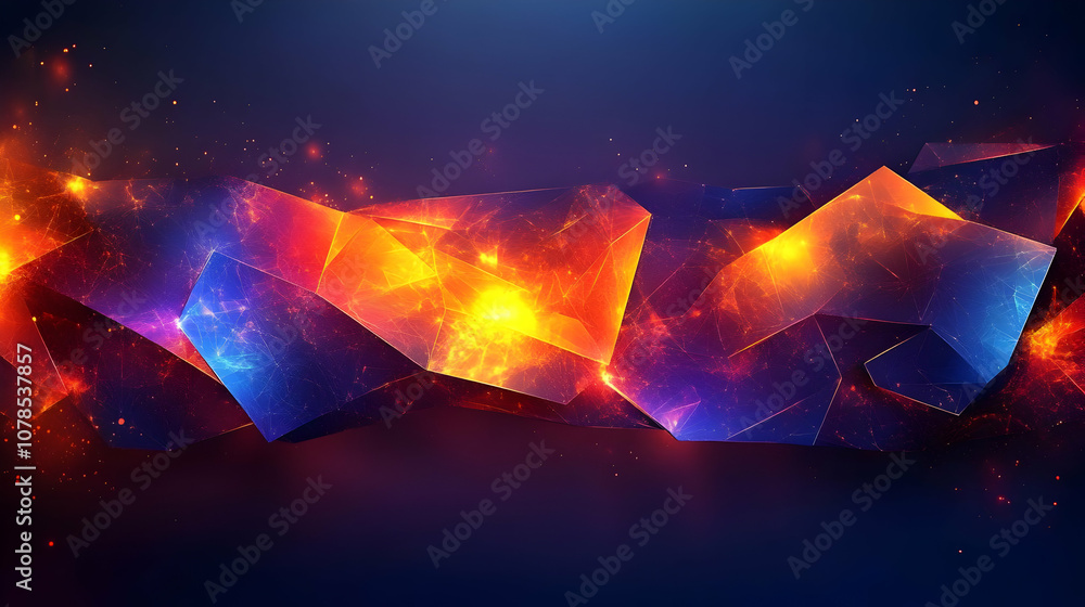 Poster abstract background with glowing polygons