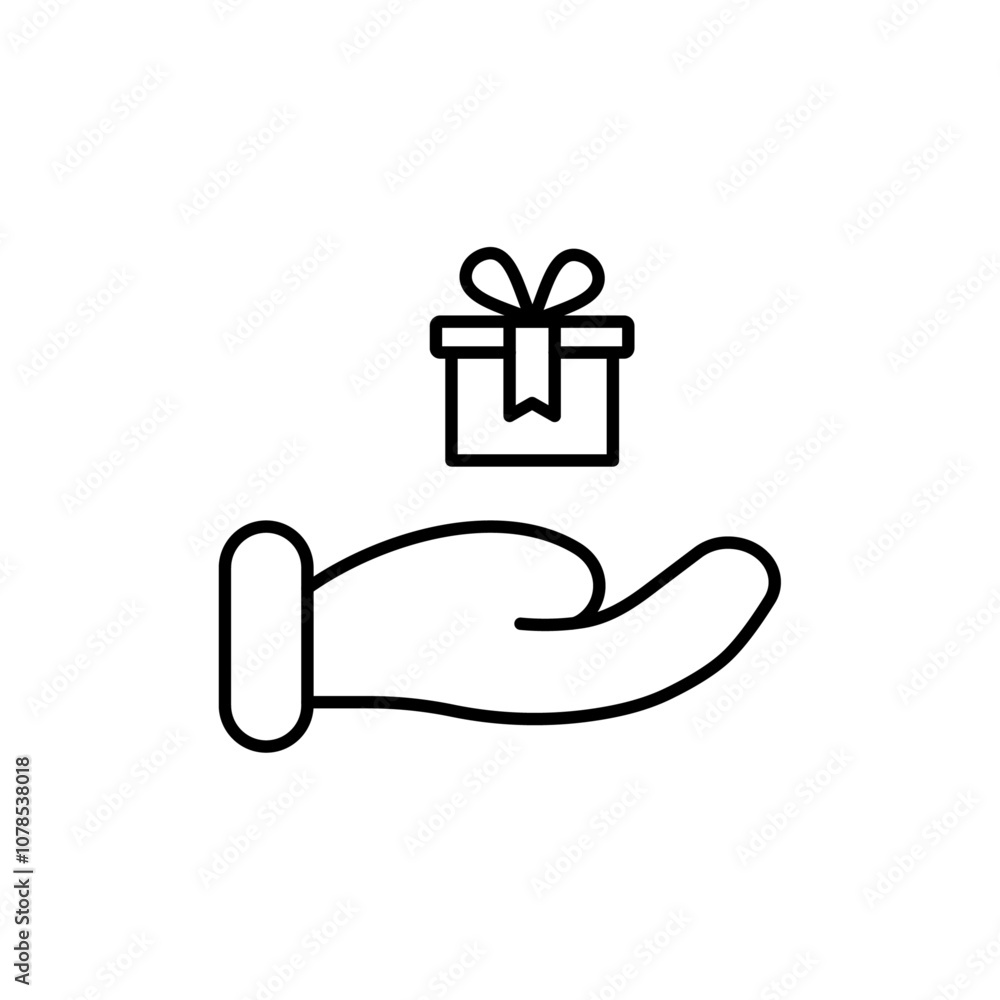 Poster Hand holding box icon Outline vector for web ui