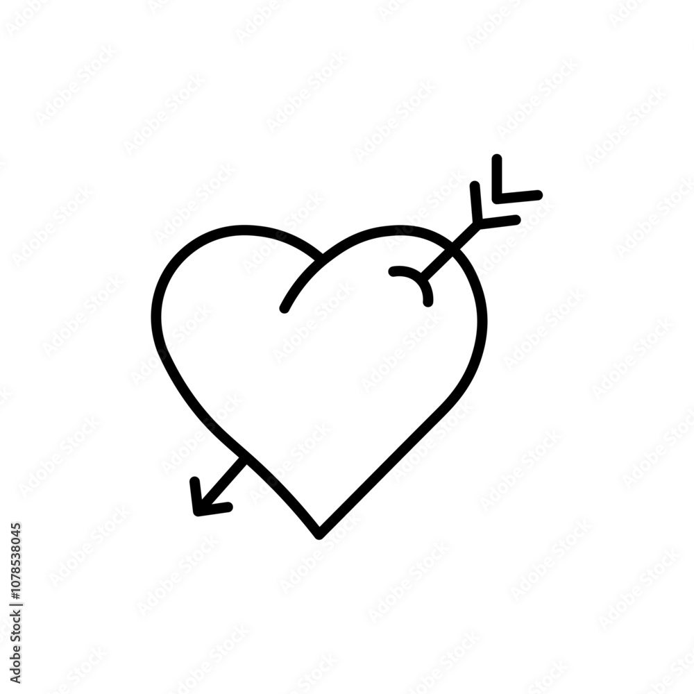 Poster Heart with arrow icon Outline vector for web ui
