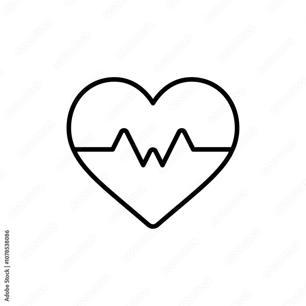 Poster Heartbeat icon Outline vector for web ui