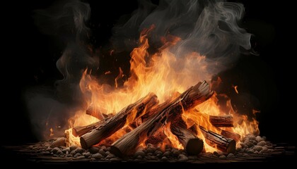 Obraz premium fire in the fireplace