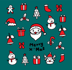 collection of christmast, hand drawn style vector