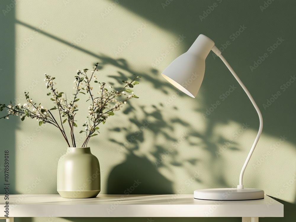 Poster create a serene modern workspace with minimalist white design for enhanced productivity