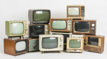 Vintage televisions arranged in a creative display setting