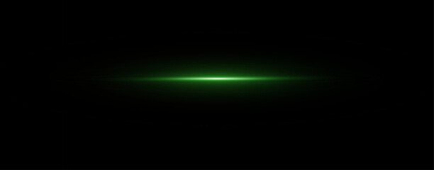 Light green reflection lines, neon lighting in green colors. Bright light lens. Police light effects, line. Shiny stars, sparks on a black background. Vector blue light effect