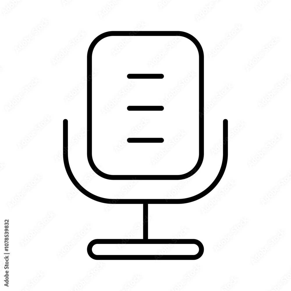 Poster microphone icon outline vector for web ui