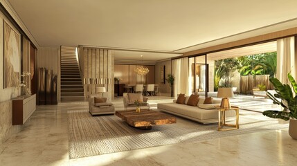 Explore a stunning modern living room rendering in gigapixel high fidelity