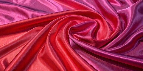 Obraz premium Luxurious Red Silk Fabric Textures: Smooth Satin Drapery with Elegant Waves and Rich Color Patterns for Stylish Backgrounds and Decor