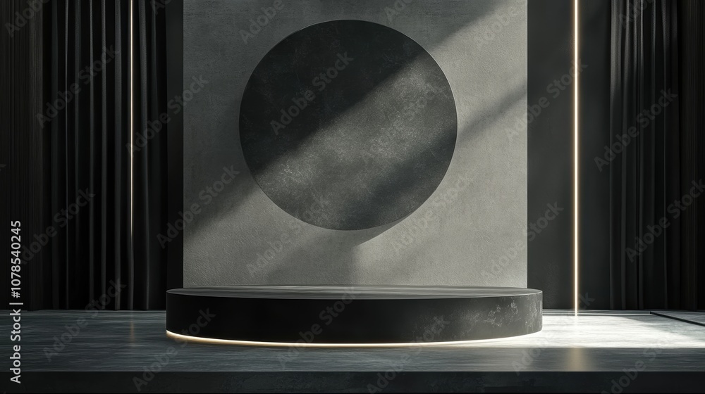 Poster create a realistic mockup of an empty podium stage in gigapixel high fidelity