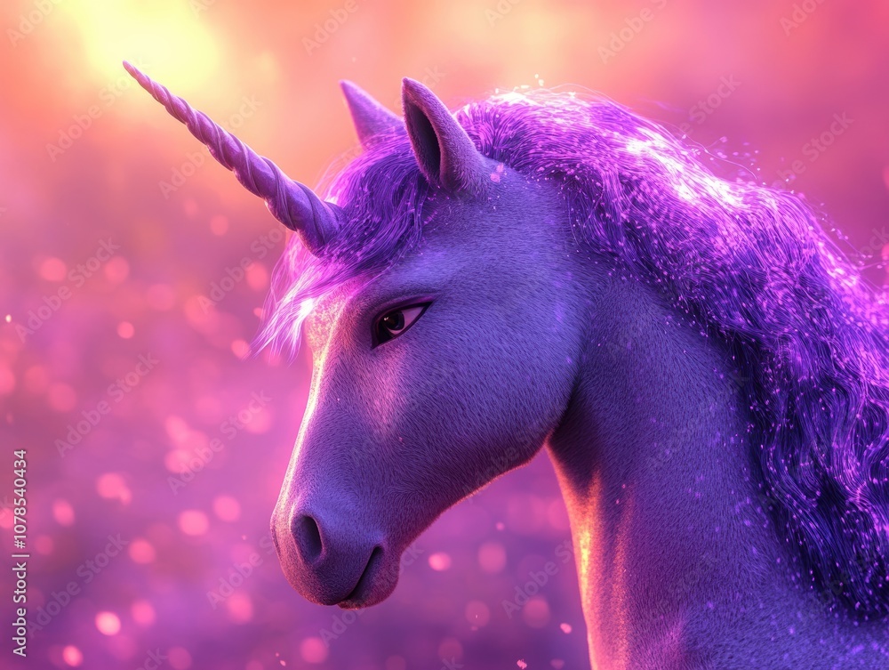 Poster Create a high-fidelity rendering of a fantasy unicorn using gigapixel technology