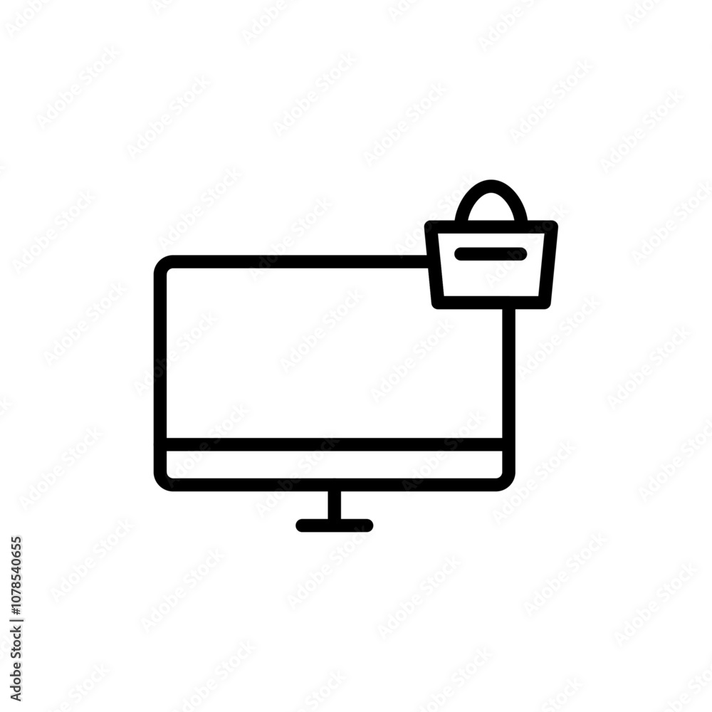 Poster online shopping icon outline vector for web ui