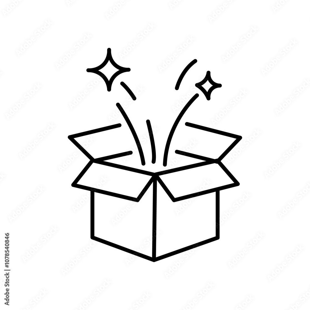 Poster open gift box icon outline vector for web ui