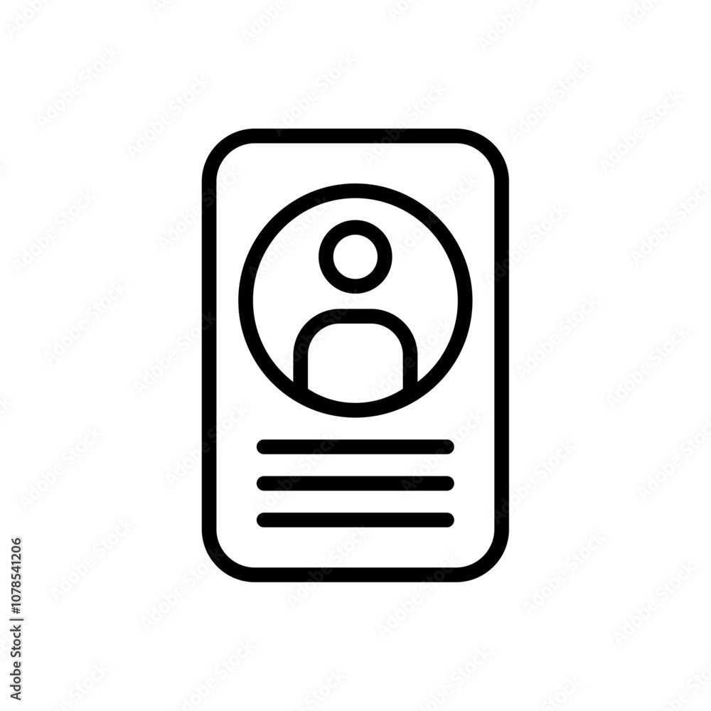 Aufkleber Personal document icon Outline vector for web ui