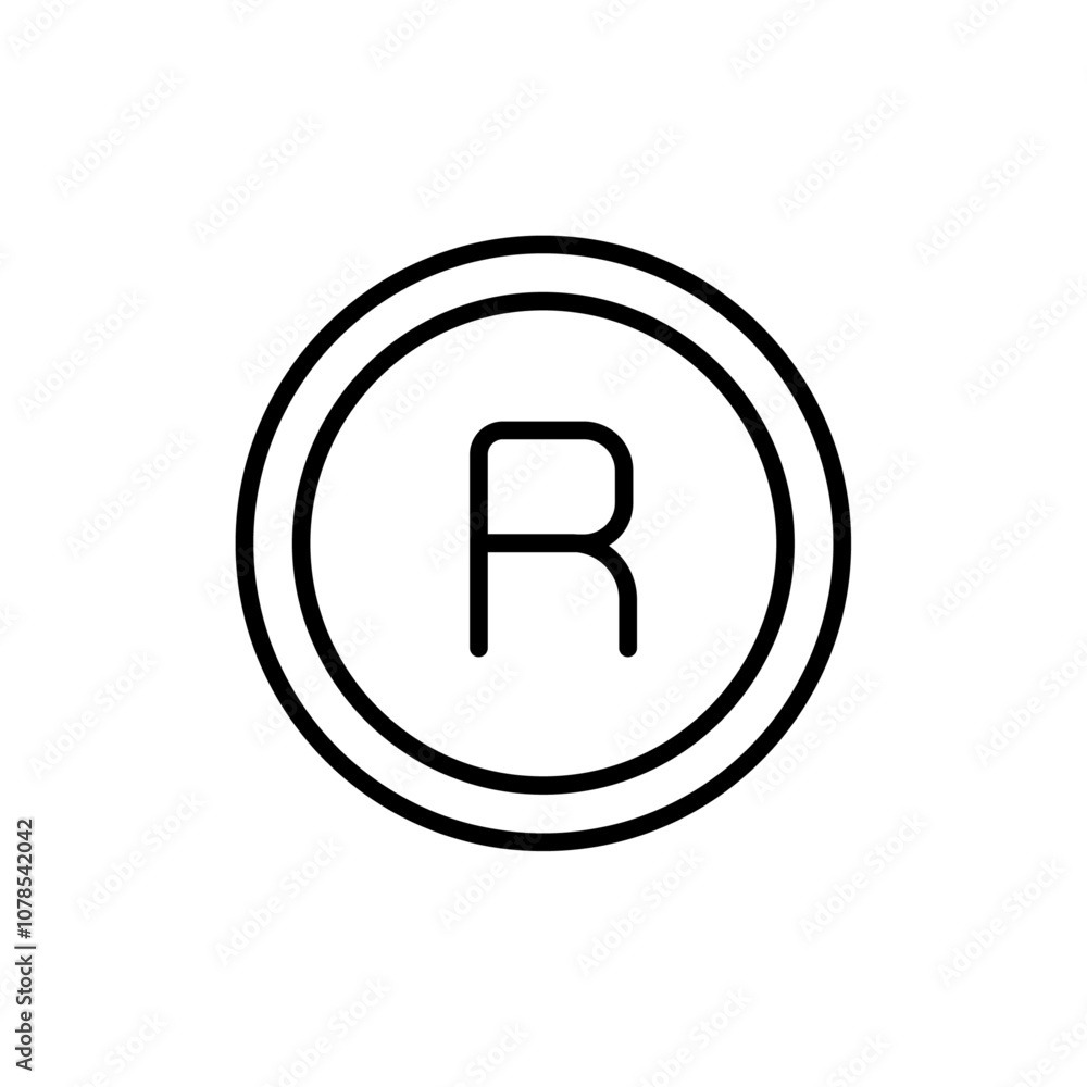 Poster registered trademark symbol outline vector for web ui