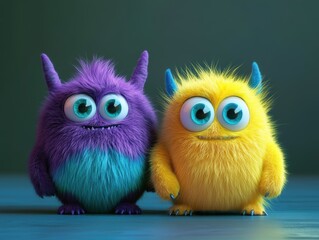 Fototapeta premium Explore the whimsical world of charming cartoon furry monsters in high fidelity