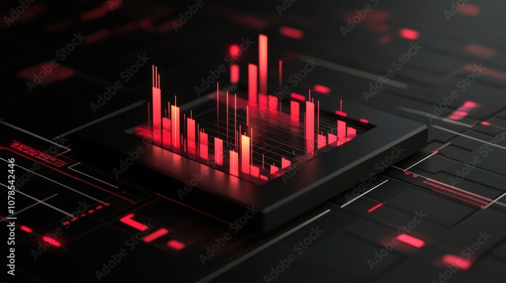 Poster red and black futuristic digital data visualization