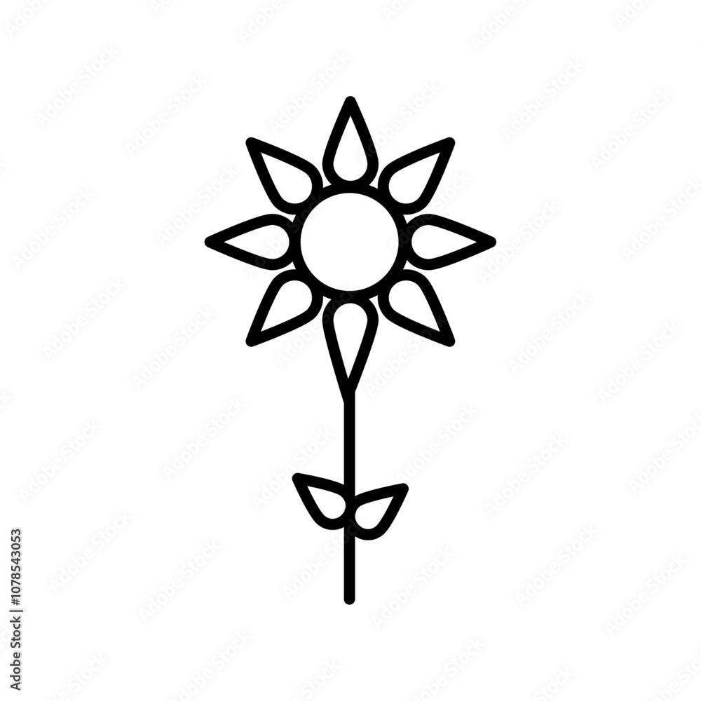 Poster sunflower icon outline vector for web ui