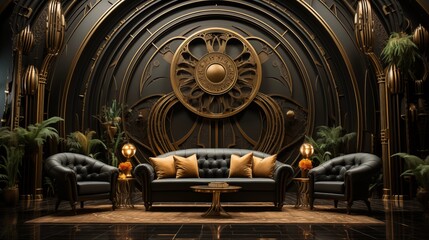 Obraz premium Stylish gold and black abstract decor art, perfect for upscale and modern interiors.