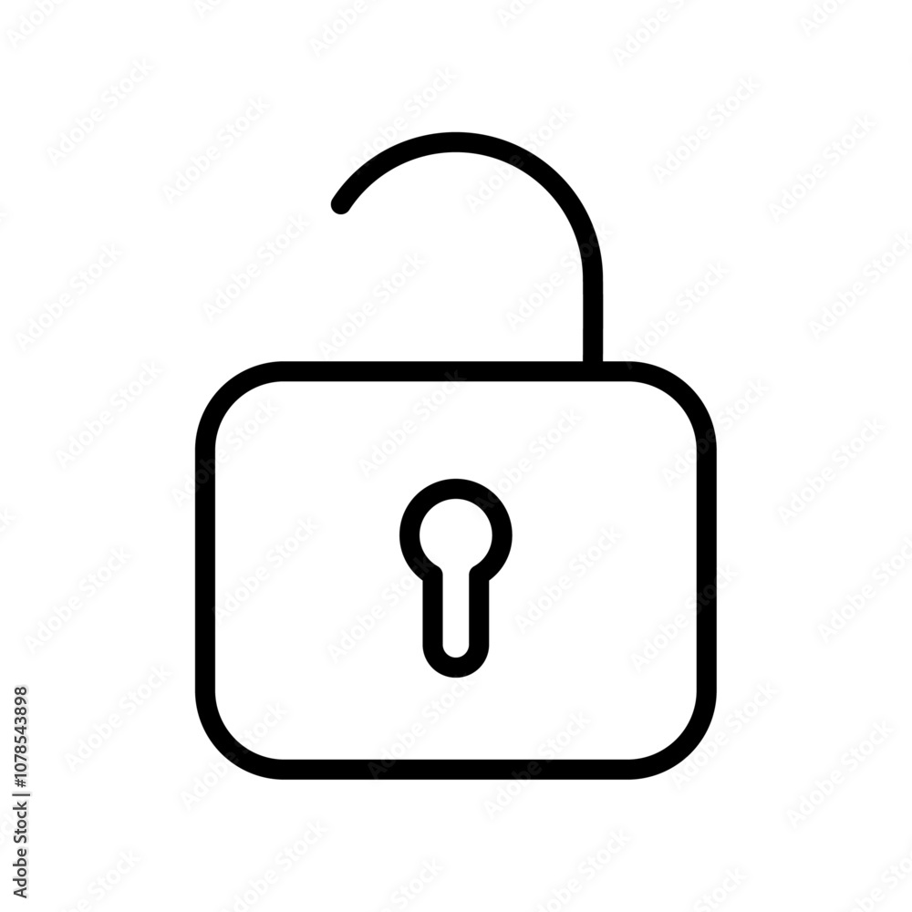 Poster Unlock icon Outline vector for web ui