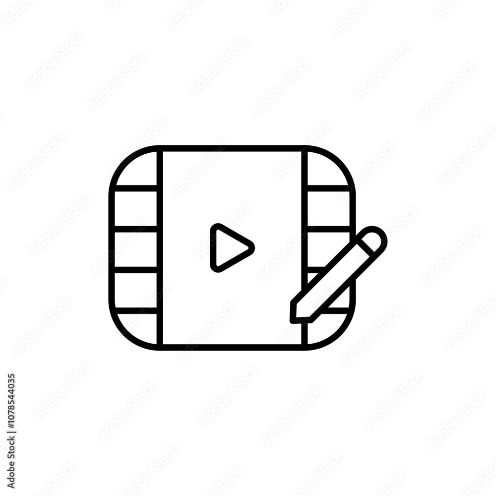 Poster video editing icon outline vector for web ui