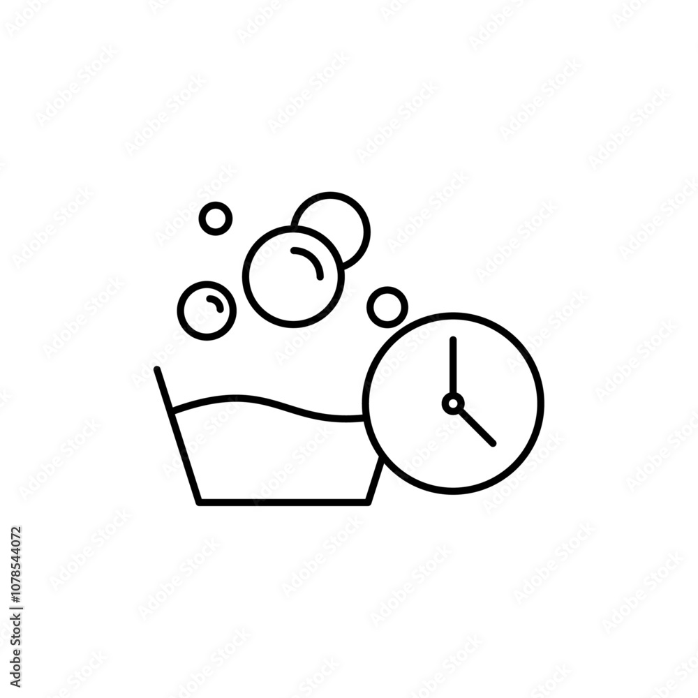 Poster Wash Time icon Outline vector for web ui