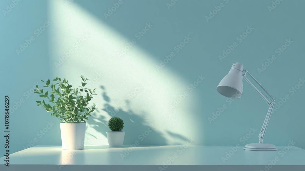Poster create a serene modern workspace with a minimal desk design for maximum productivity