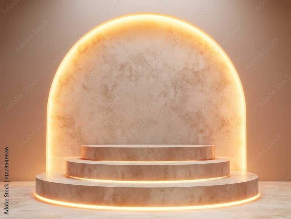 Poster create a stunning and realistic podium stage design with high fidelity in gigapixel quality