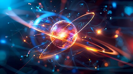 Obraz premium Digital technology electronic rotating sphere poster background