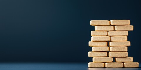 A close-up view of wooden blocks stacked against a dark background, represent creativity.