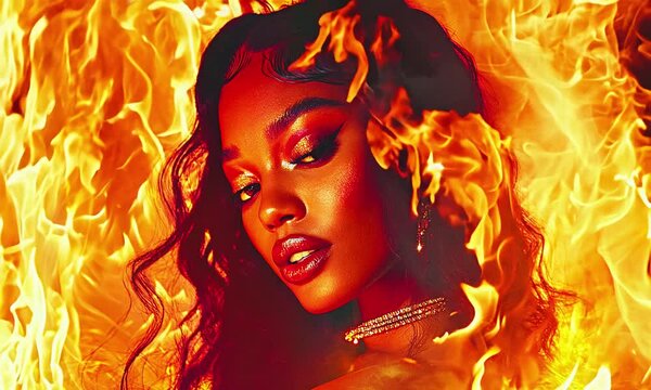 Hip-hop diva in fire.