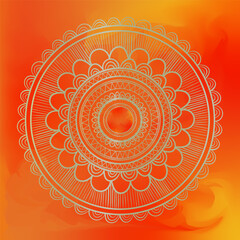 Golden Mandala on Orange Artistic Poster