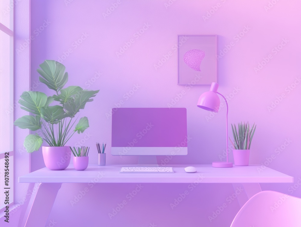 Poster create a stylish and organized contemporary office setup with a tidy desk