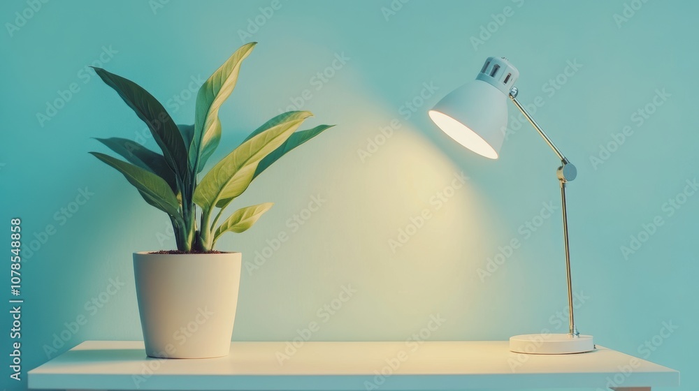 Poster create a harmonious modern workspace with a minimalist desk and stylish decor