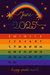 Happy Pride Month Vector Calendar