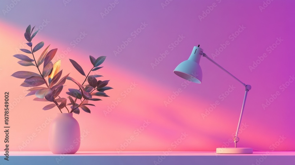 Poster create a stylish minimal office desk with a chic lamp for productivity