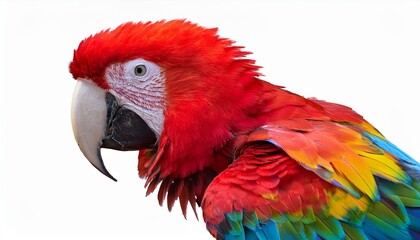 Obraz premium Colorful macaw parrot with vibrant feathers isolated on transparent background, ideal for tropical and exotic design projects