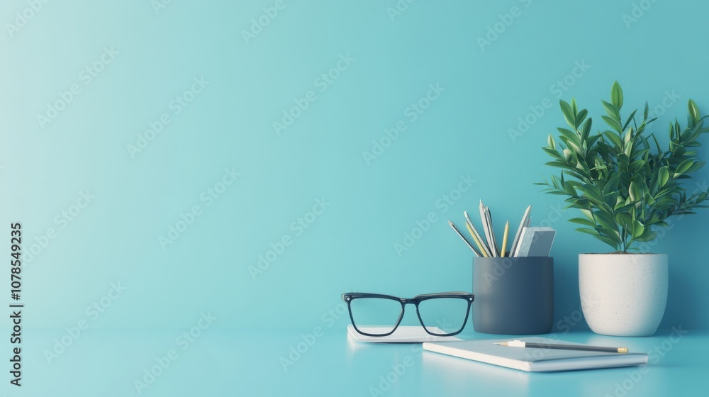 Poster create a sleek minimal office desk setup for enhanced productivity